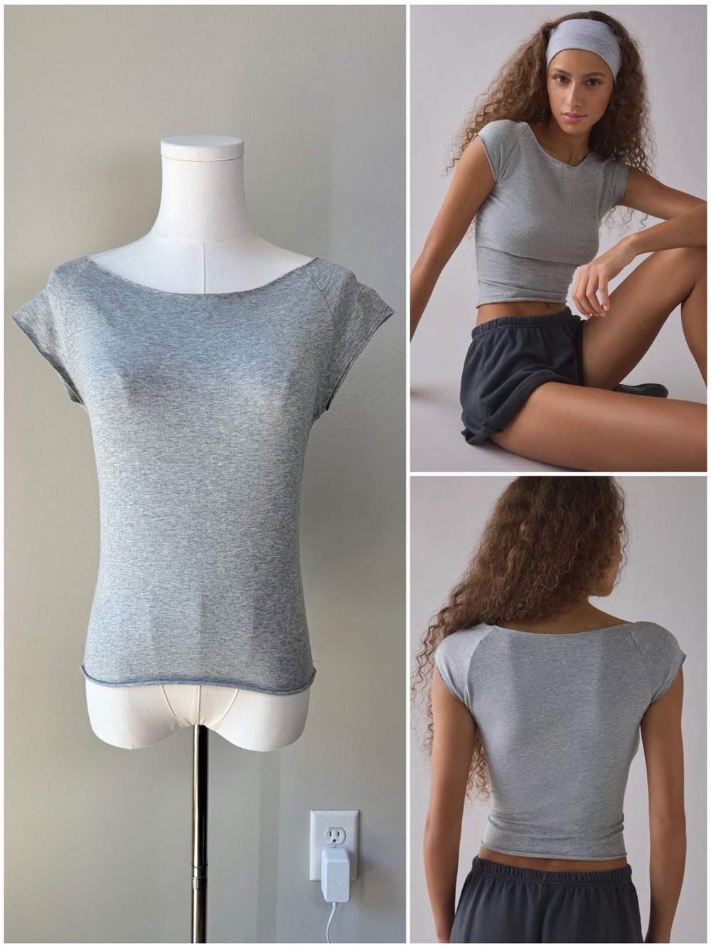 Out From Under Heather Gray Cotton Boatneck Cropped Tee Modern Classics Chic